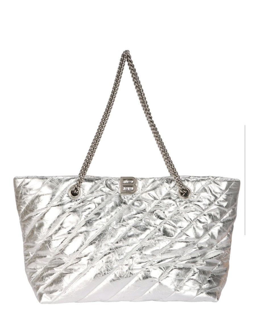 Balenciaga Medium Metallized Quilted Crush Carry All Tote Bag