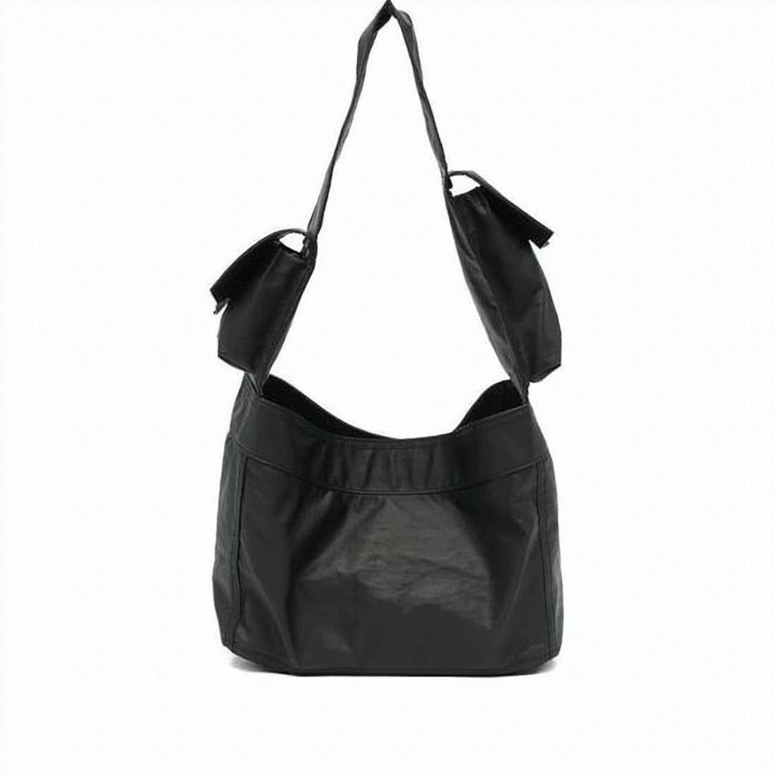 Y-3 Black Crossbody Bag With Embossed Branding And Folded Strap