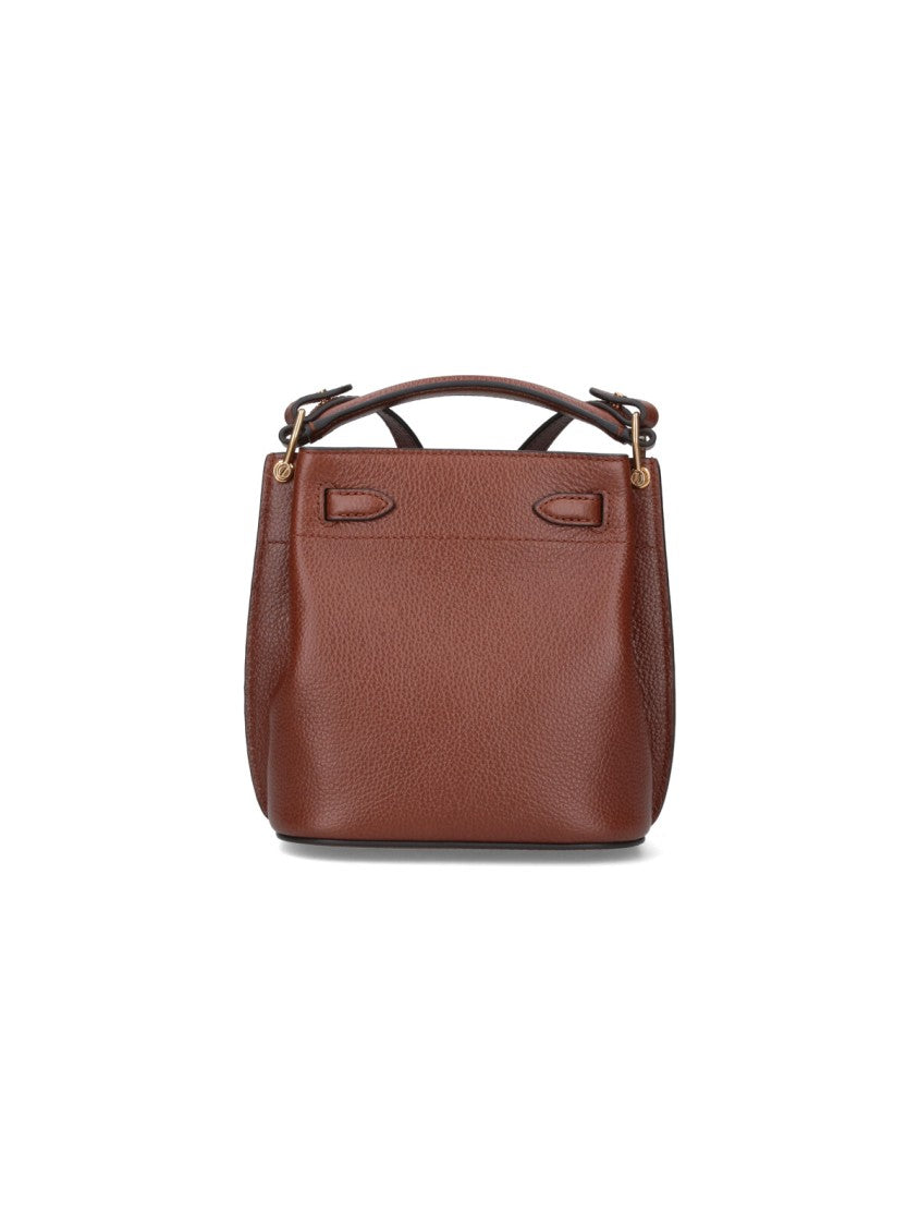 Mulberry "Islington" Mini Bucket Bag In Brown Calfskin
