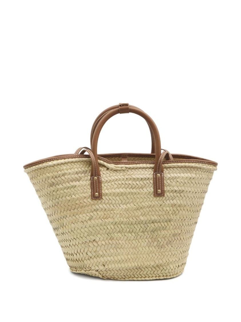 Jacquemus Woven Straw Tote Bag With Structured Silhouette And Leather Accents