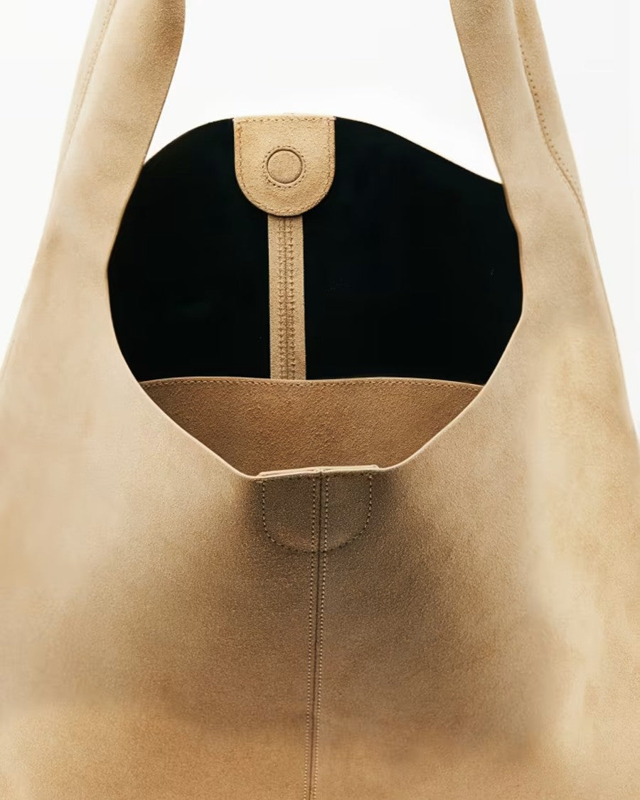 Patrizia Pepe Urban City Sand Beige Suede Bag