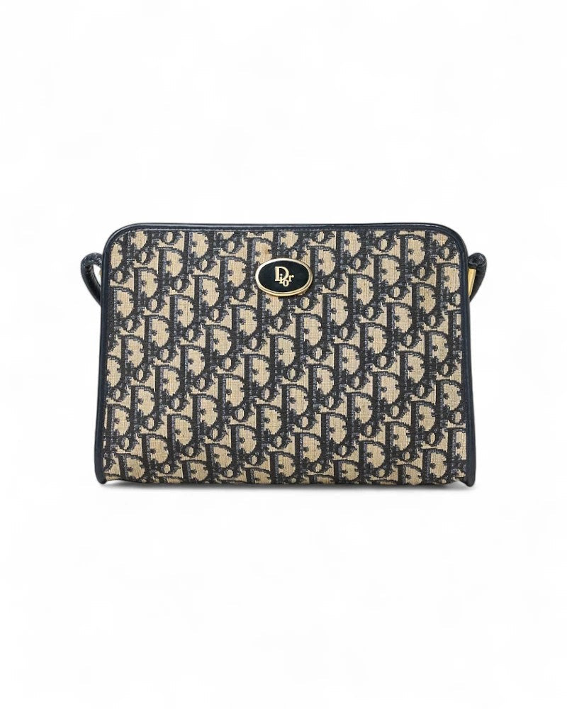 Dior Medium Oblique Vintage Shoulder Bag In Blue