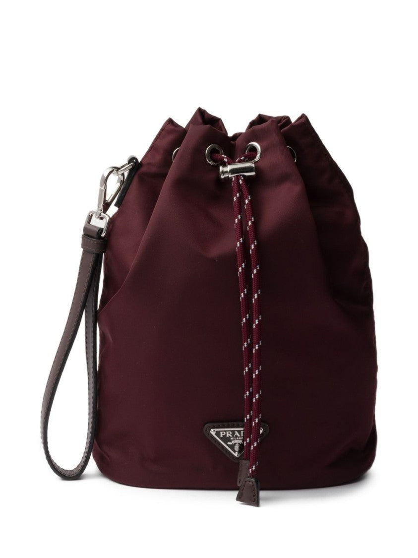 Prada Compact Drawstring Bag In Deep Burgundy