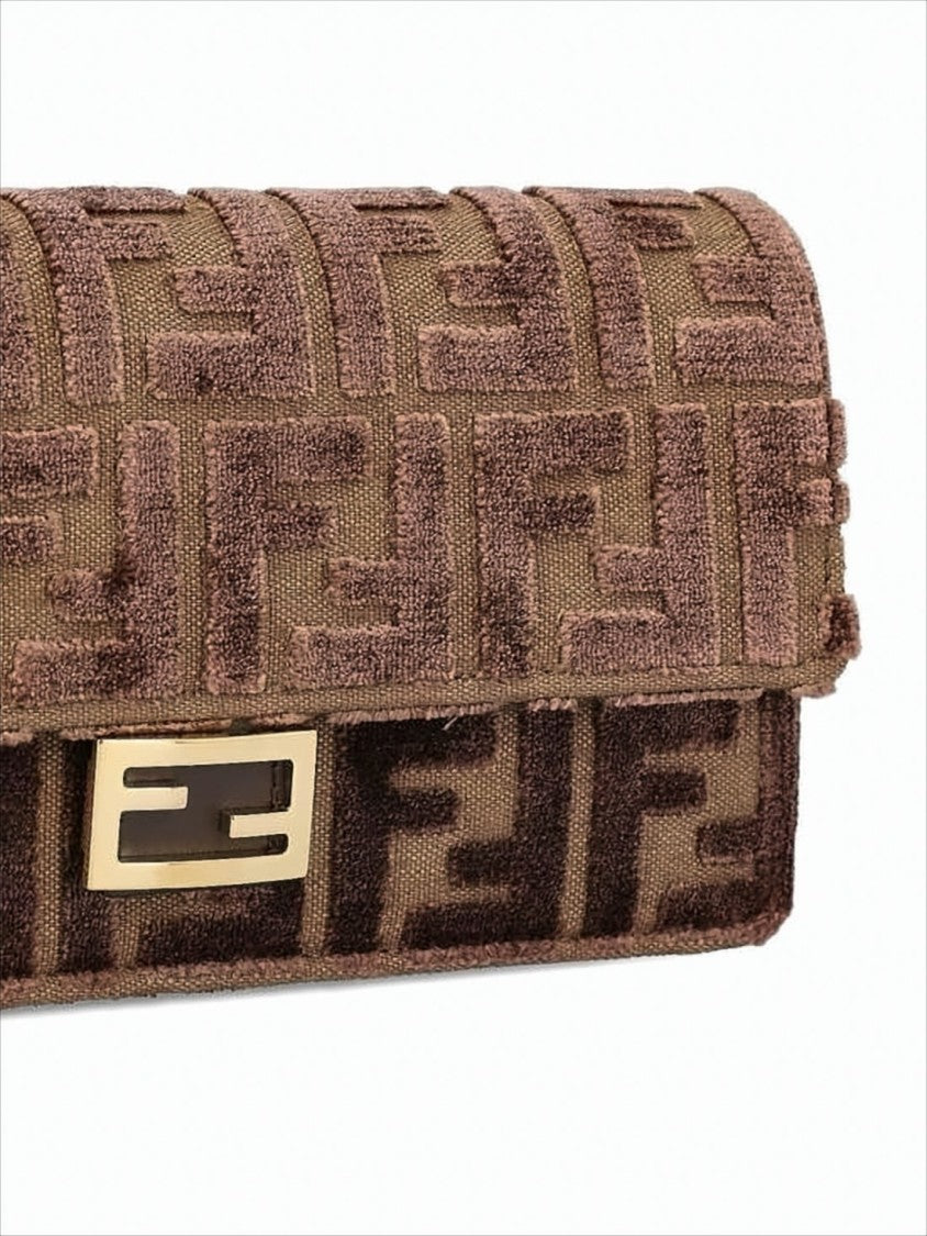 Fendi Textured Monogram Shoulder Bag With Versatile Straps