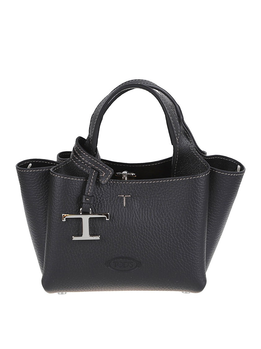 Tod's Textured Calfskin Handbag With Embossed Logo