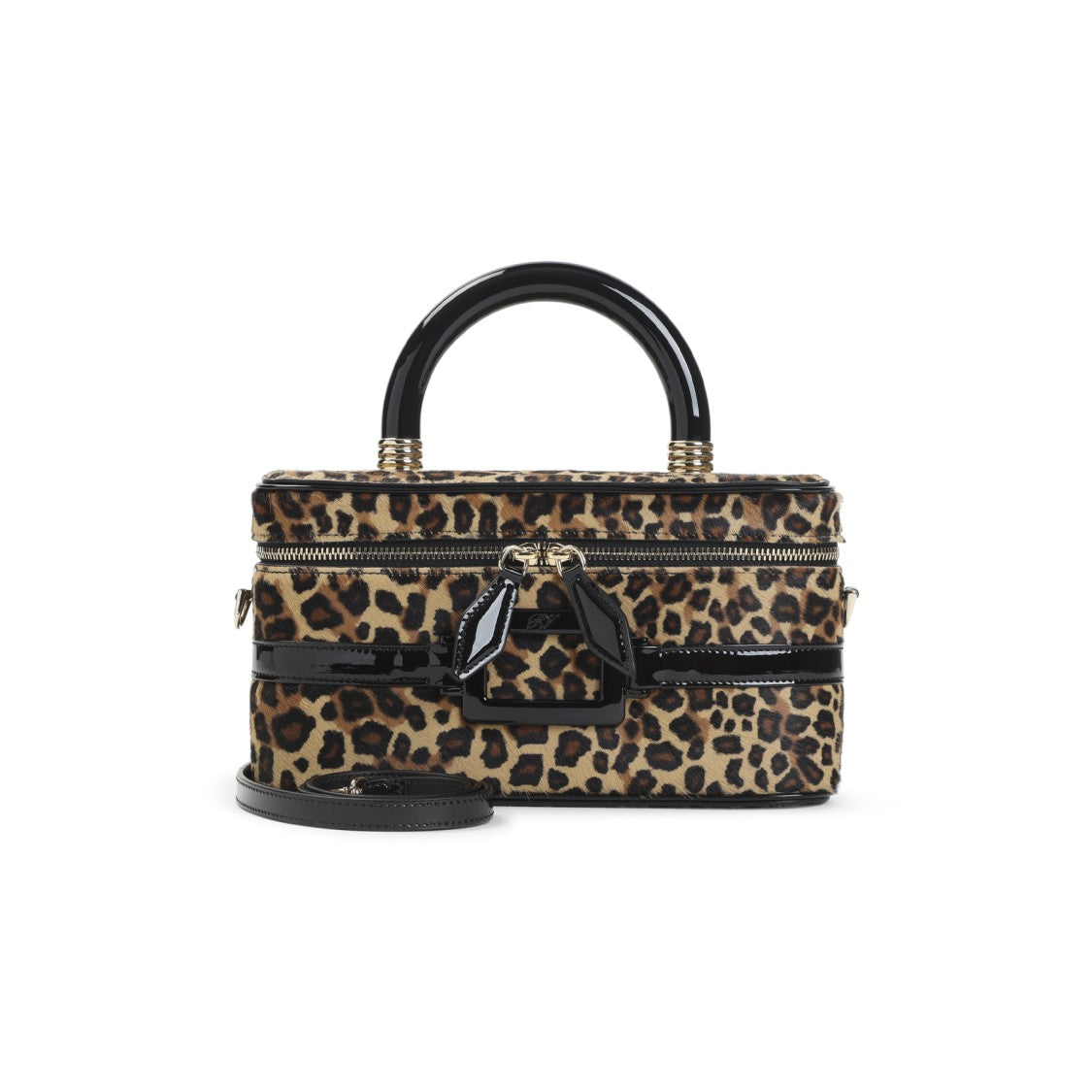Roger Vivier Natural Black Patent Leather Belle Vivier Vanity Mini Bag
