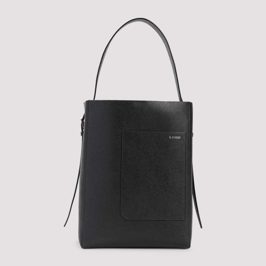 Valextra Black Calf Leather Medium Bucket Shoulder Bag