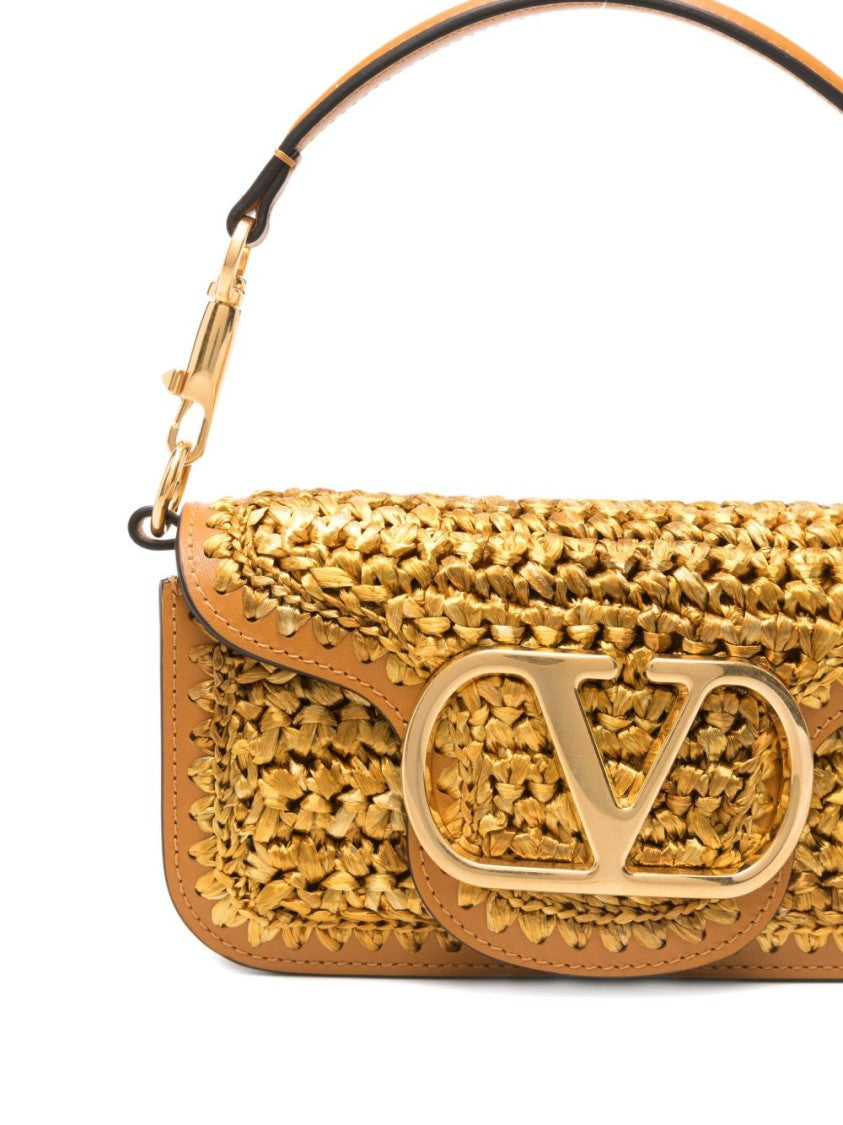 Valentino Garavani Compact Textured Handbag With Gold Finish