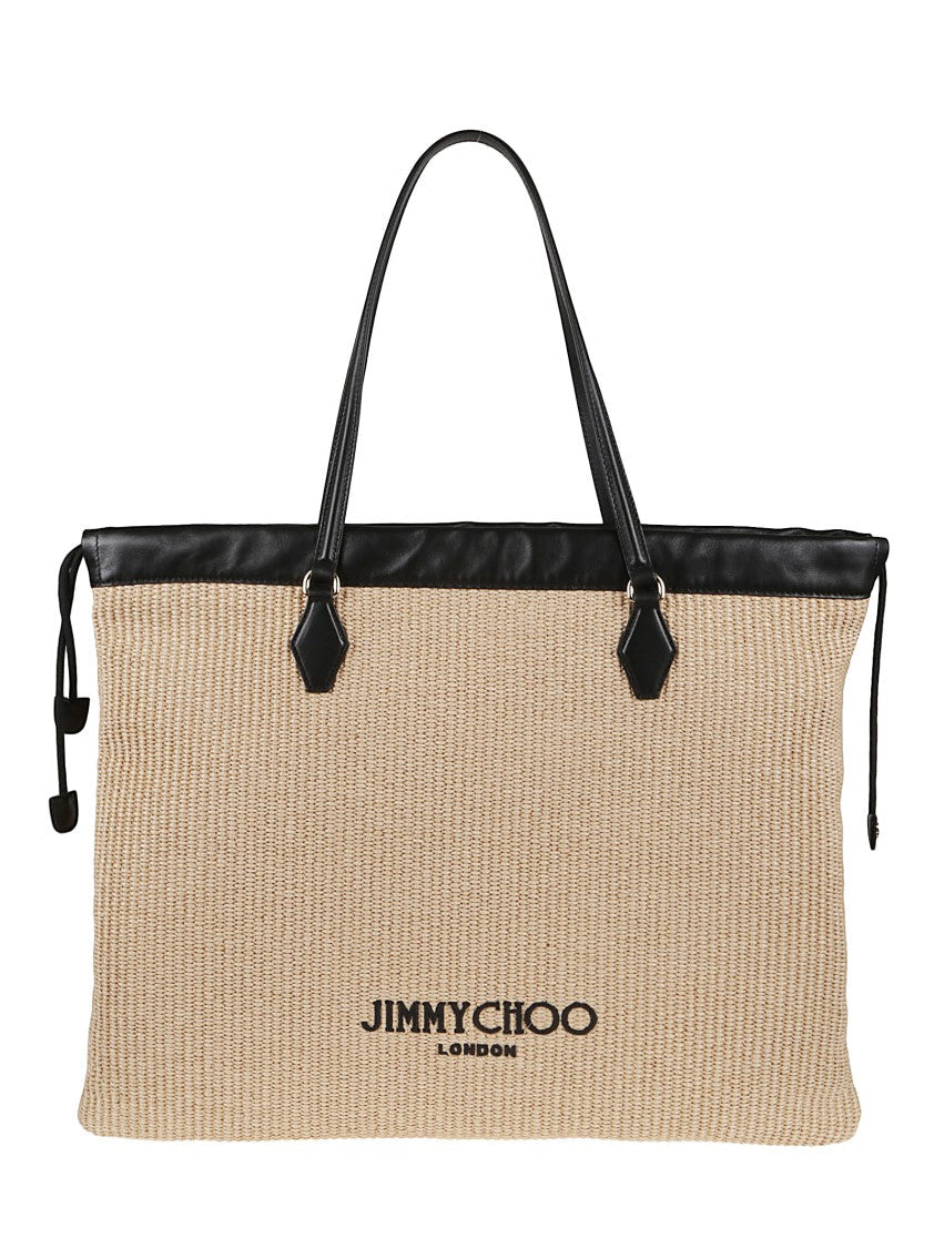 Jimmy Choo Nude Raffia Shopper Bag