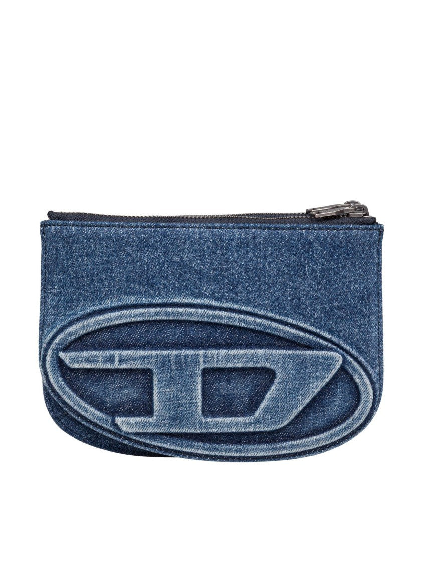 Diesel Twin Denim Shoulder Bag With Embossed Logo