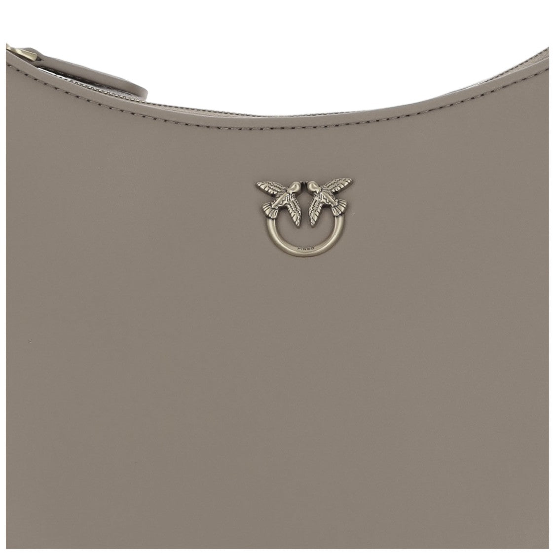 Pinko Taupe Leather Shoulder Bag With Adjustable Handle