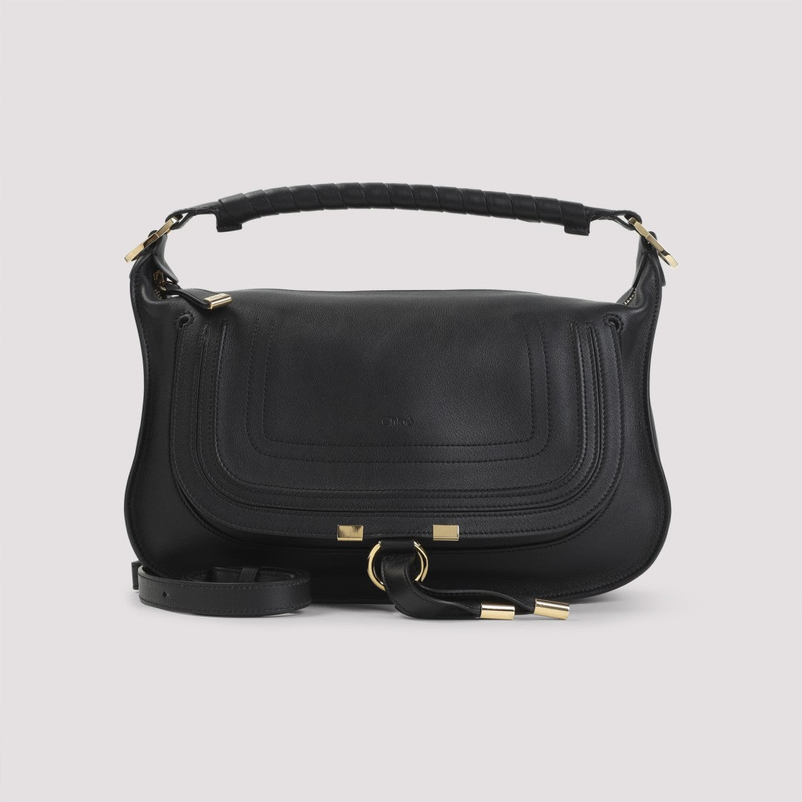 Chloé Curved Black Calf Leather Marcie Bag