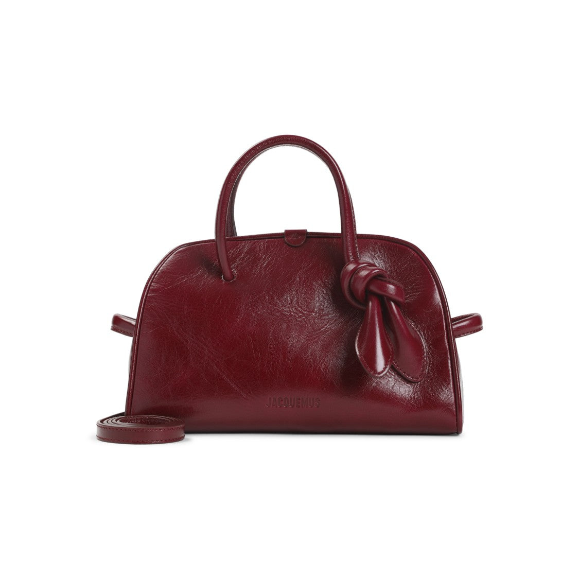 Jacquemus Burgundy Red Leather Le Petit Turismo Handbag
