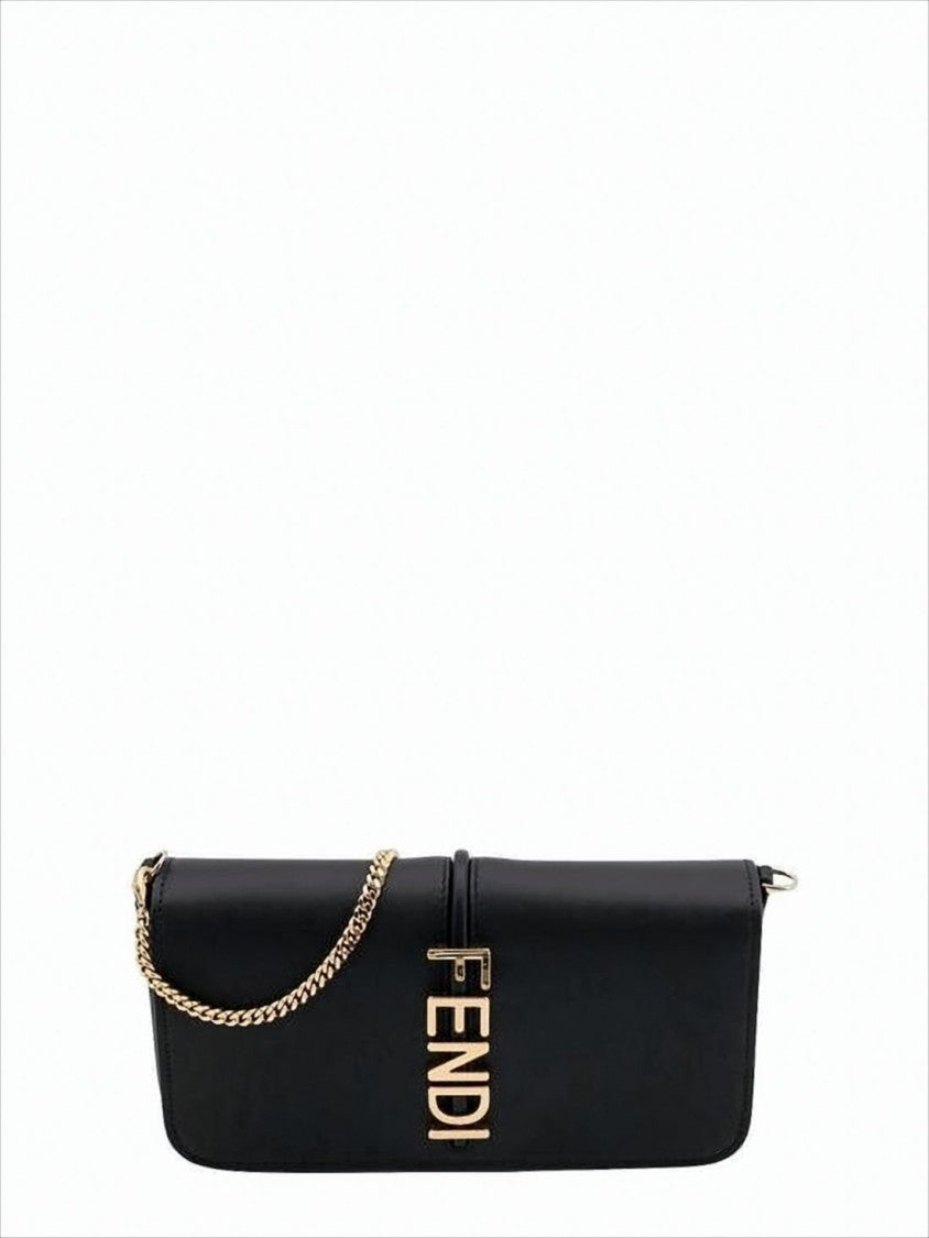 Fendi Minimalist Rectangular Shoulder Bag With Gold-Tone Hardware
