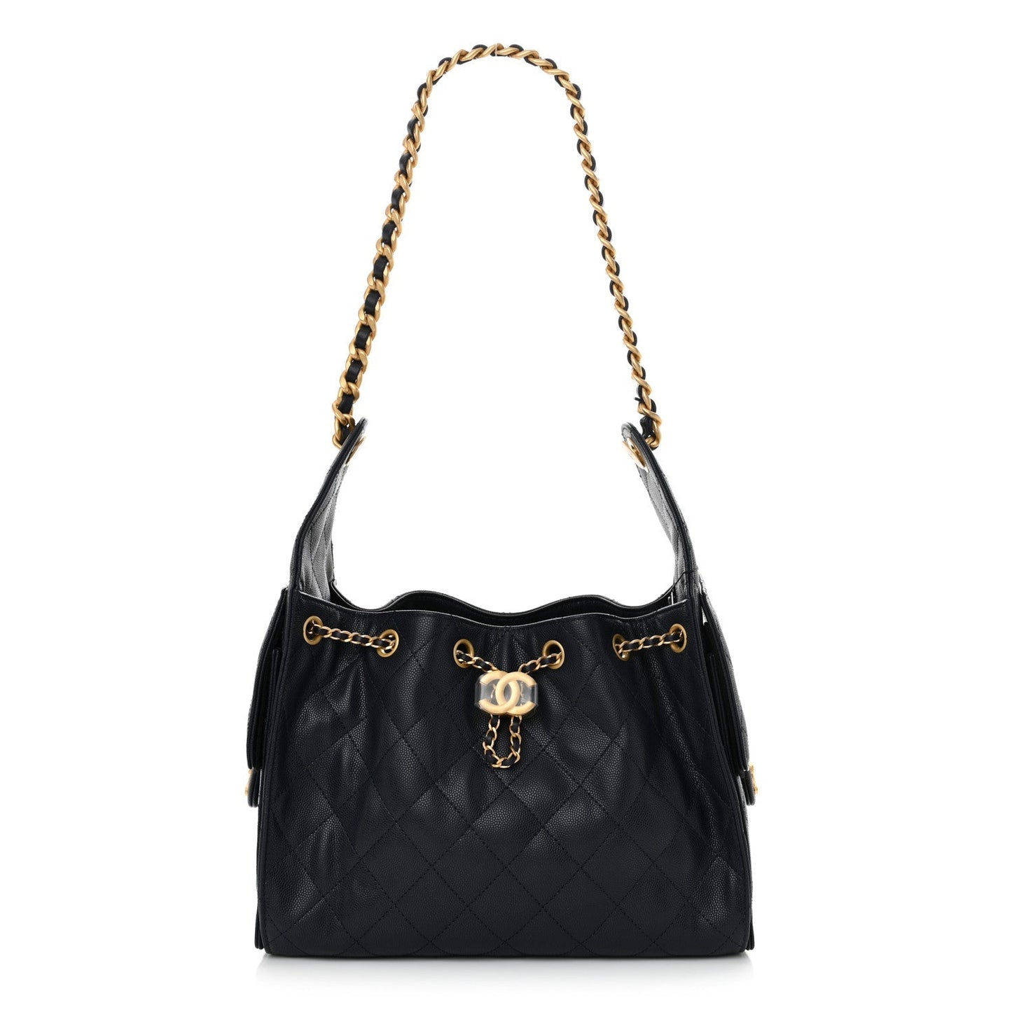 Caviar Quilted Small Chanel 25 Handbag Dark Navy