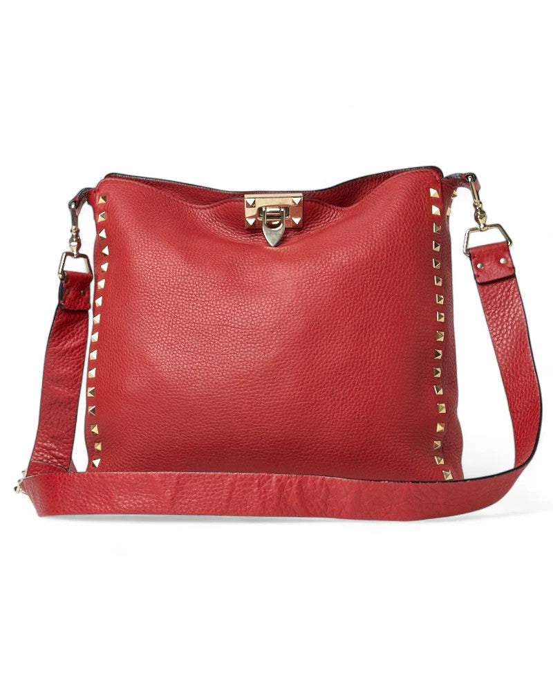 Valentino Rockstud Medium Crossbody Bag In Red