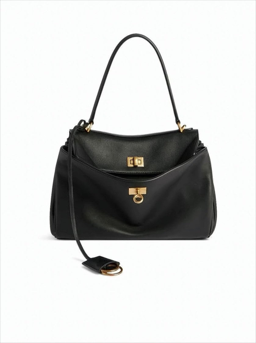 Balenciaga Rectangular Black Leather Shoulder Bag