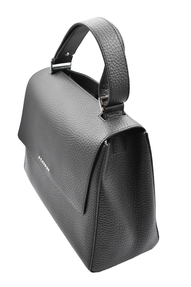 Orciani Medium Pebbled Leather Handbag With Concealed Closure
