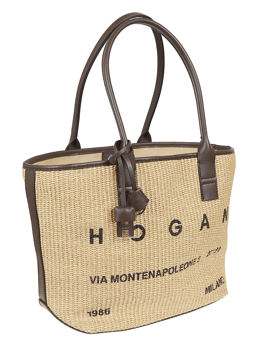 Hogan Spacious Shopper Bag With Calfskin Trim