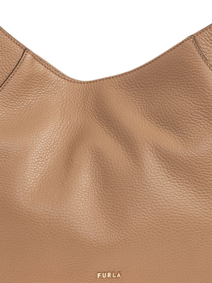 Furla Slouchy Brown Pebbled Leather Handbag