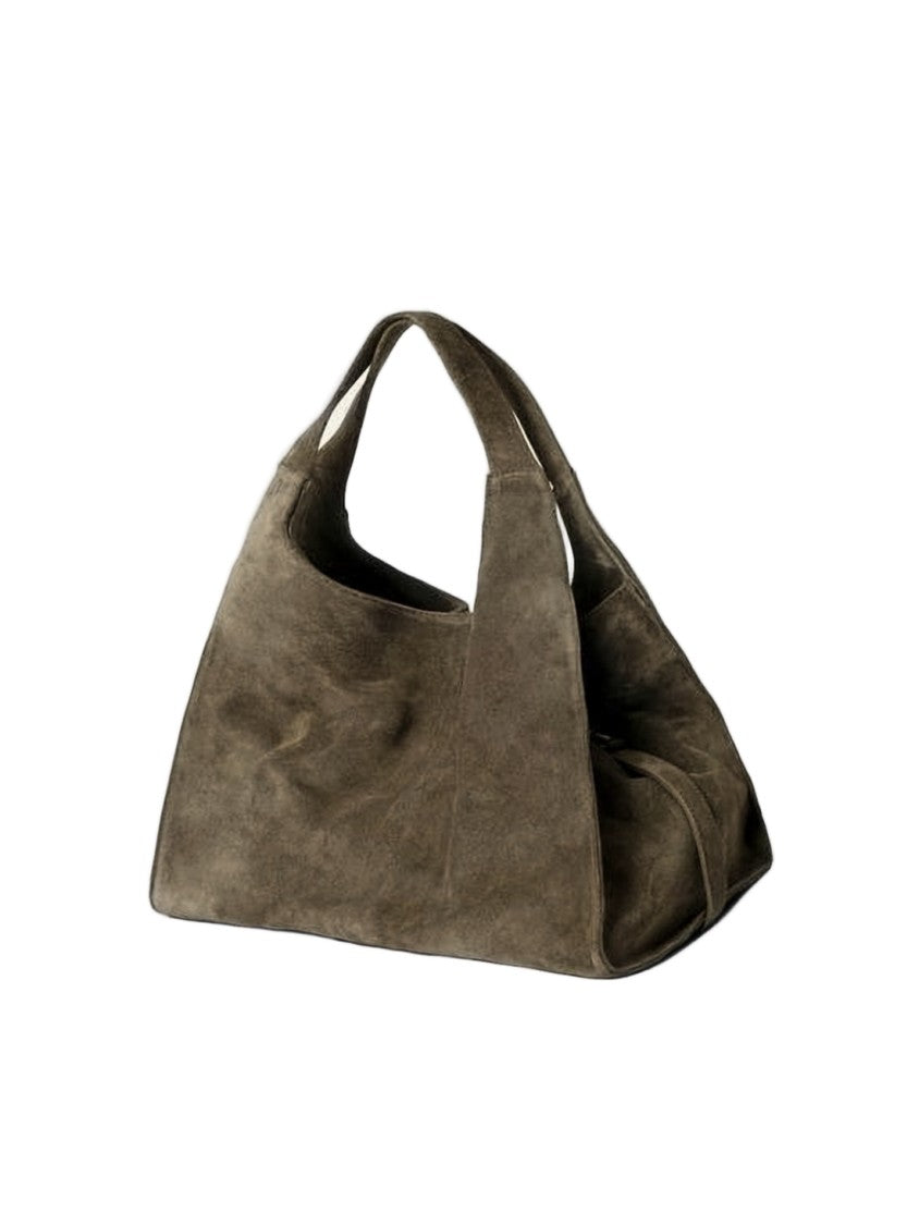 Gimaguas Trapezoidal Suede Tote Bag With Rounded Handle