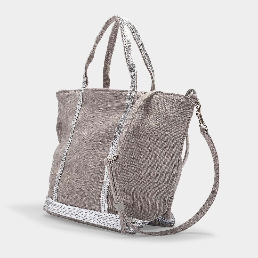 Vanessa Bruno Grey Linen/Sequins Blend Petit Cabas Tote