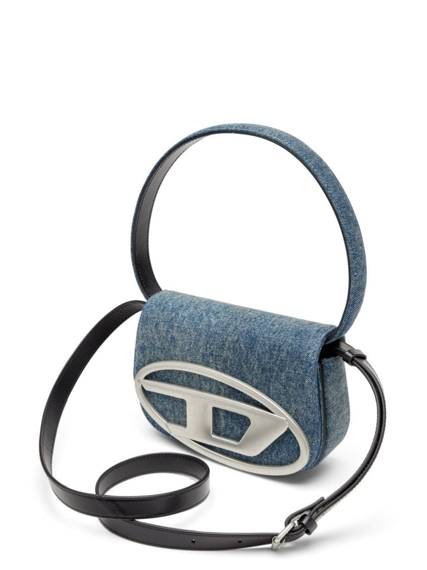 Diesel Structured Denim Shoulder Bag With Silver-Tone Logo