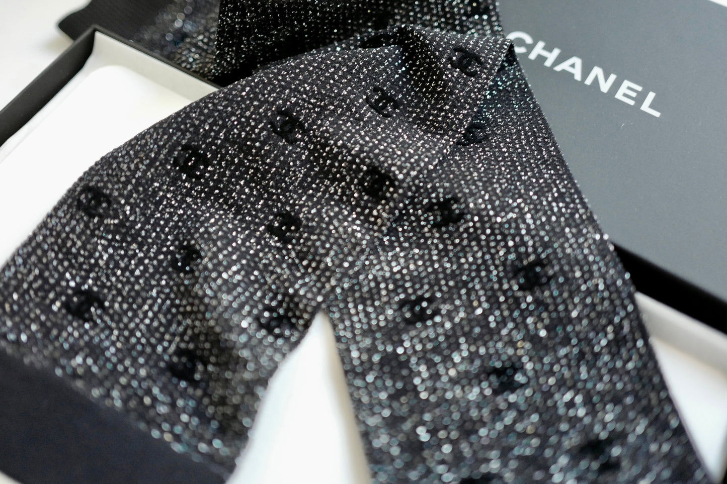 BNIB Chanel 24K Black CC Logo Runway Socks M Size Fall/Winter Collections