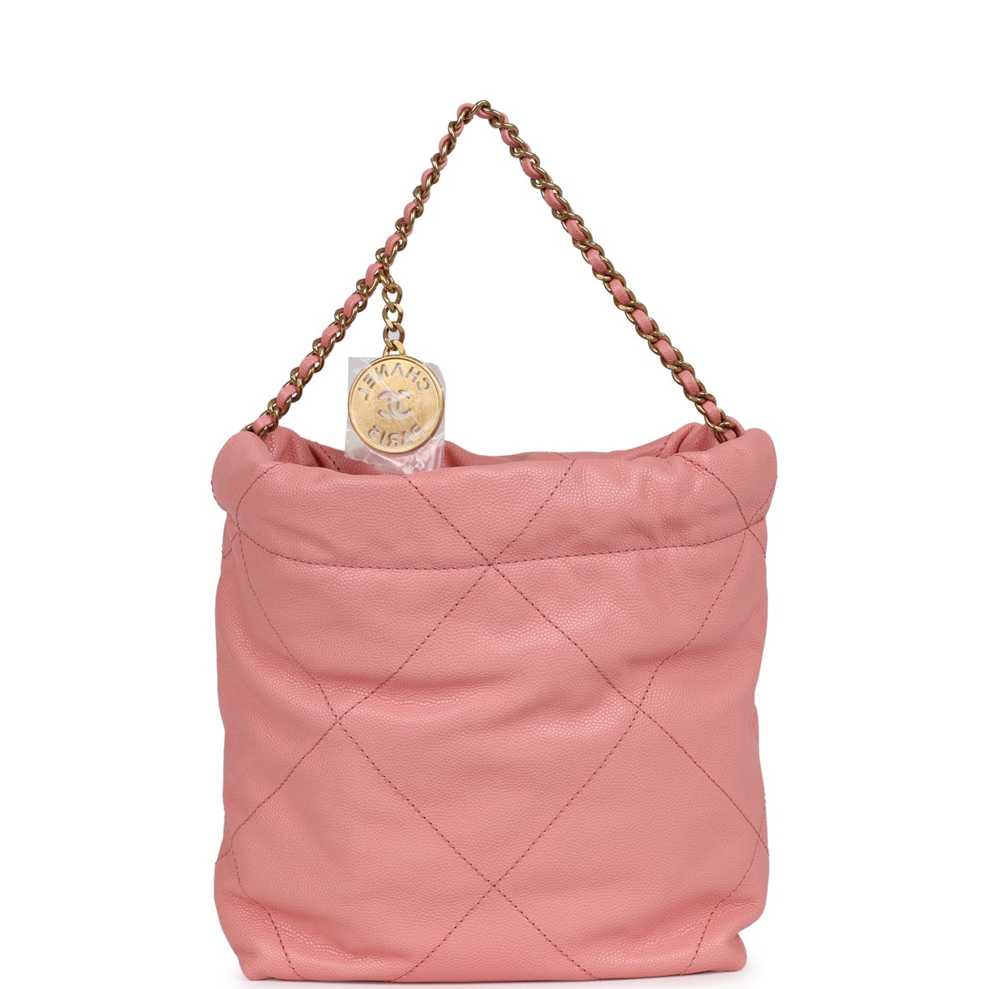 Chanel Mini 22 Bag Pink Shiny Calfskin Lacquered Gold Hardware