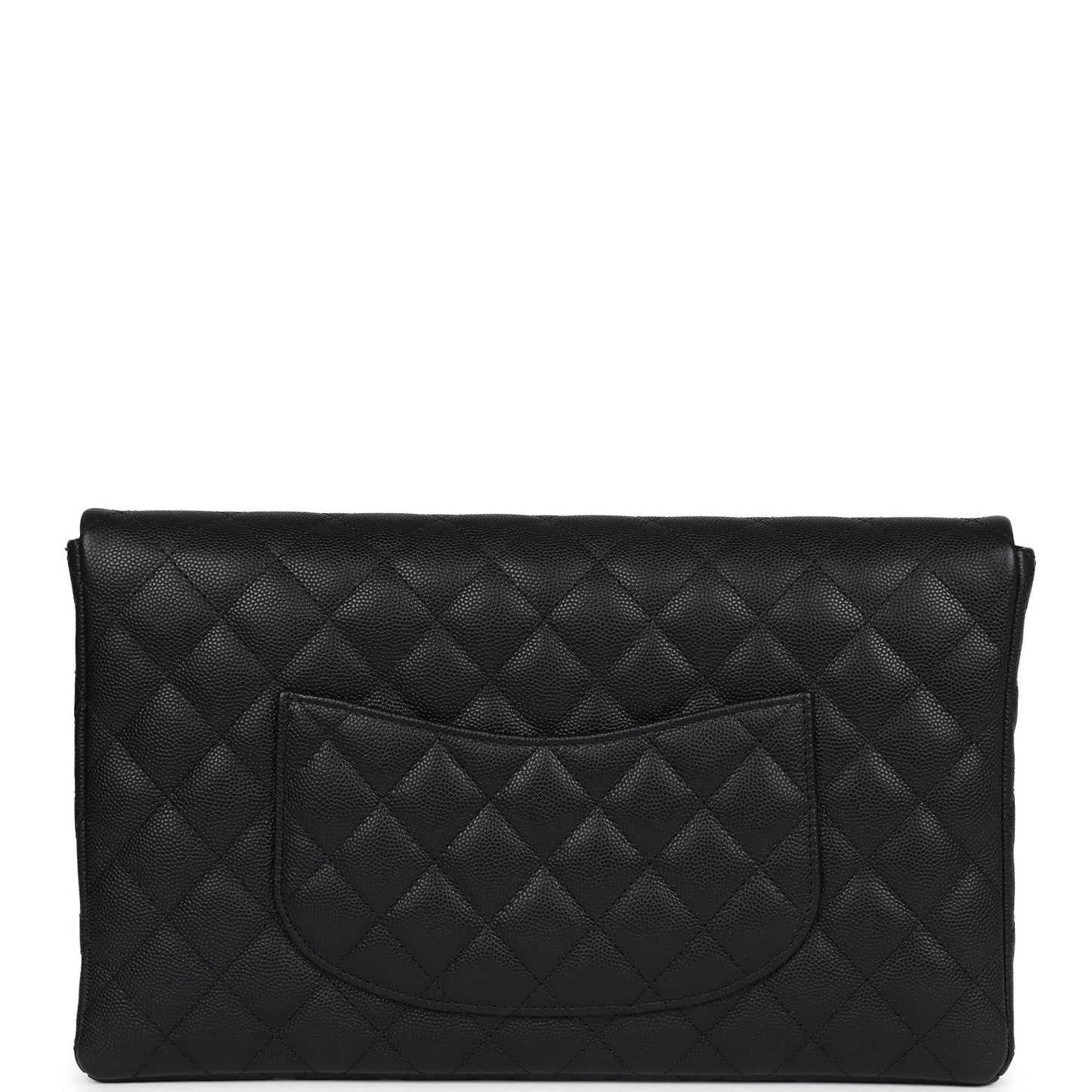 Pre-owned Chanel Classic Flap Clutch Black Caviar Light Gold Hardware