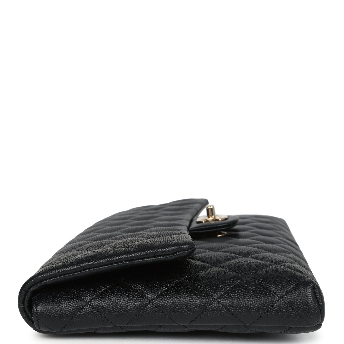 Pre-owned Chanel Classic Flap Clutch Black Caviar Light Gold Hardware