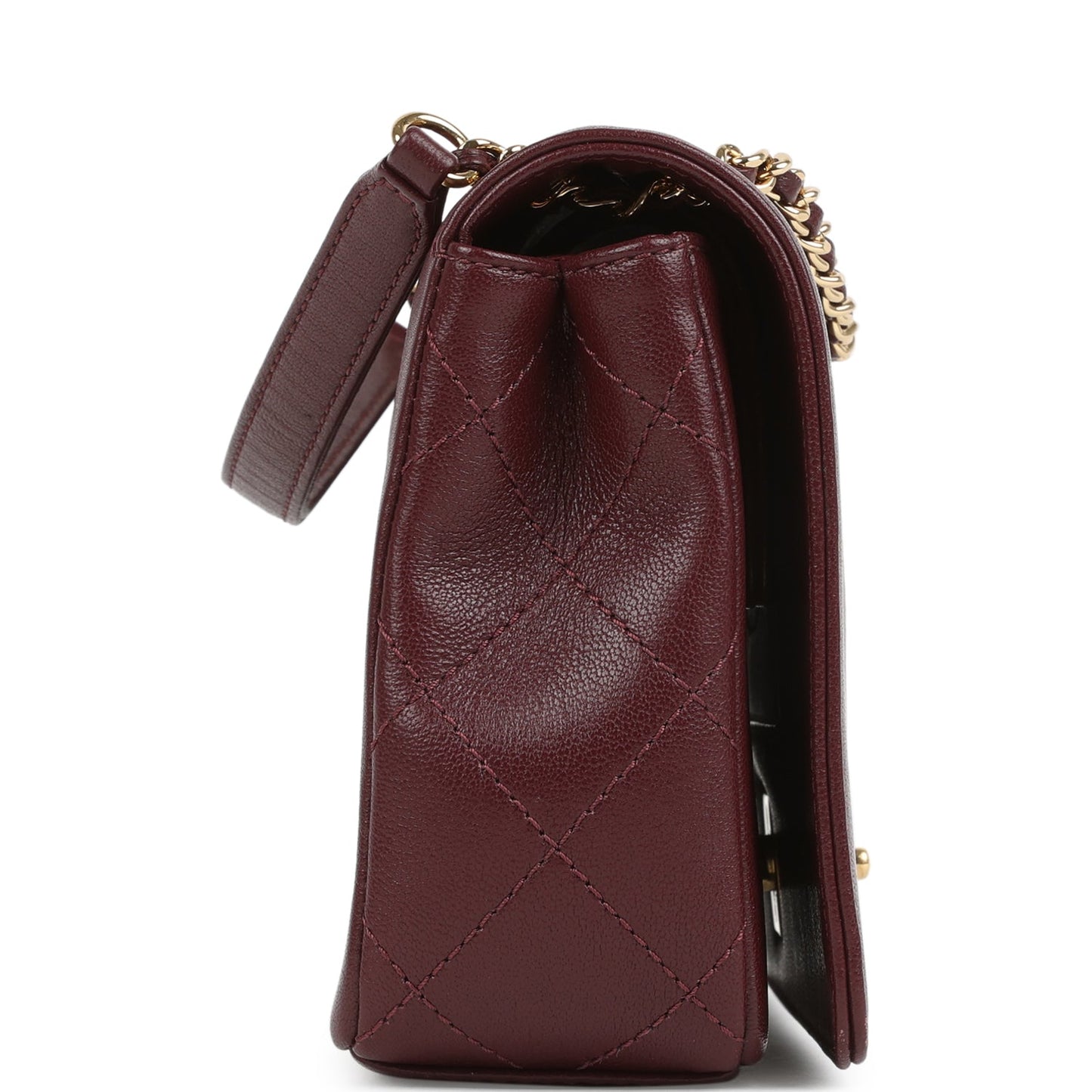 Pre-owned Chanel Medium Mademoiselle Flap Bag Burgundy Sheepskin Gold Hardware