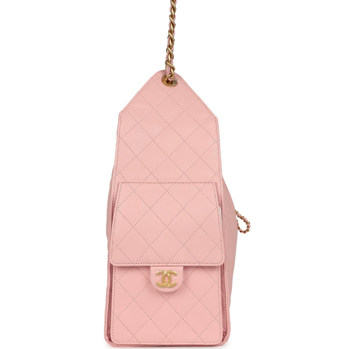Chanel Medium 25 Hobo Bag Light Pink Caviar Antique Gold Hardware