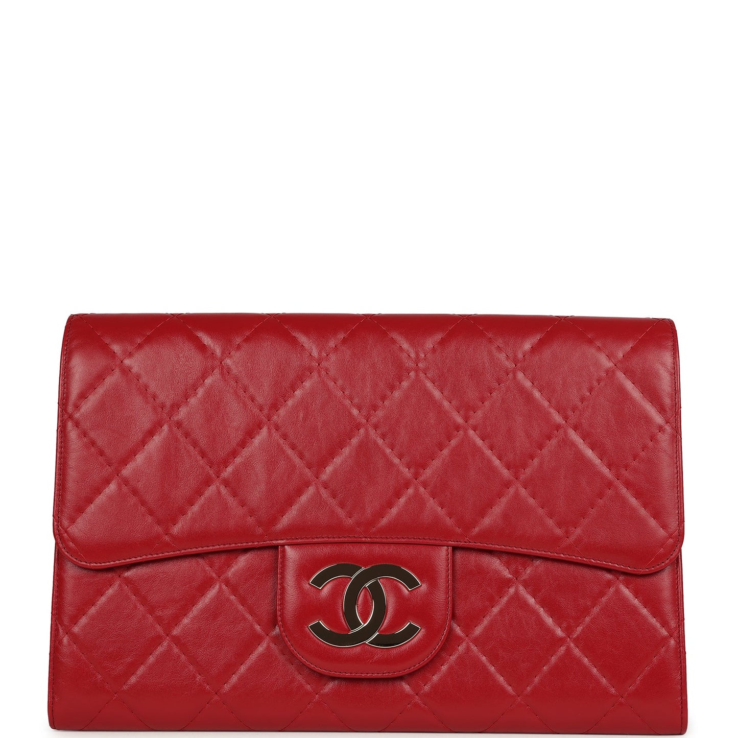 Chanel XXL CC Clutch Red Shiny Crumpled Calfskin Gold Hardware