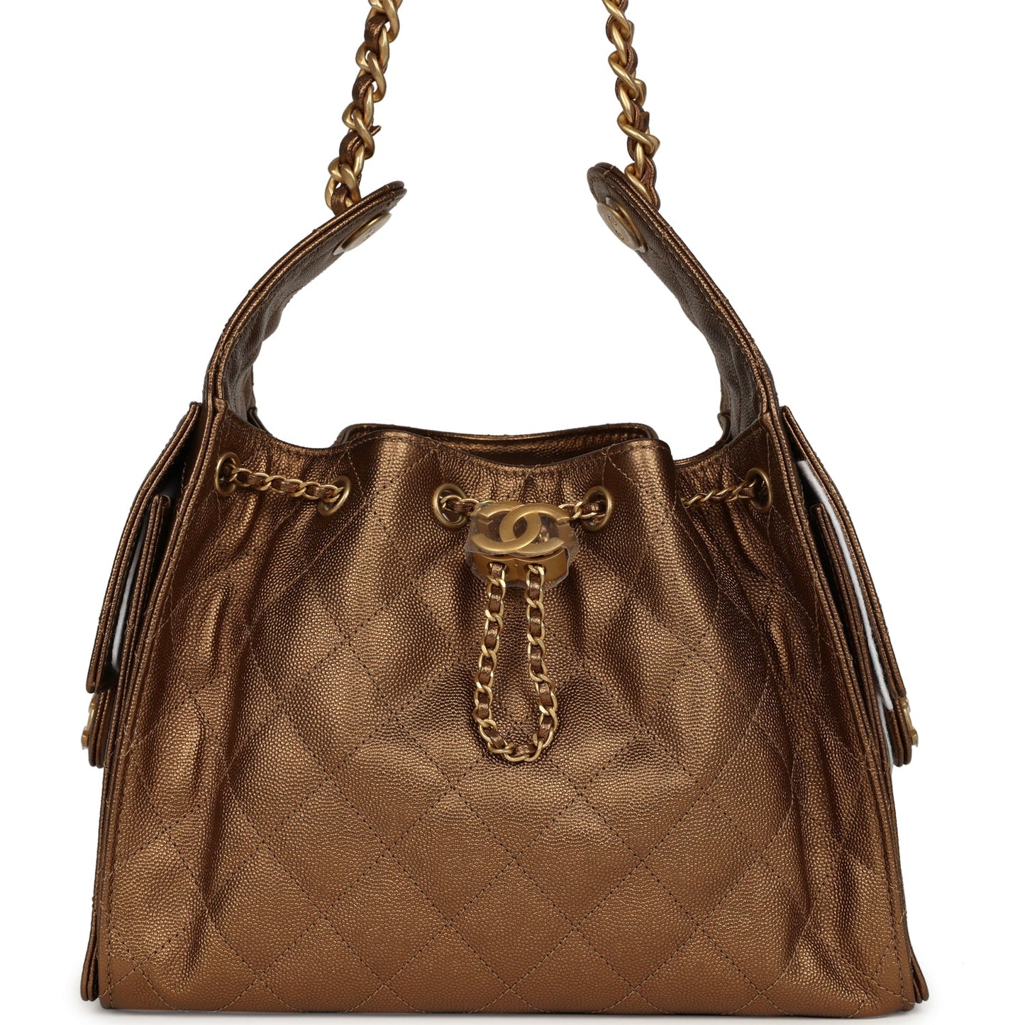 Chanel Small 25 Hobo Bag Metallic Bronze Caviar Light Gold Hardware