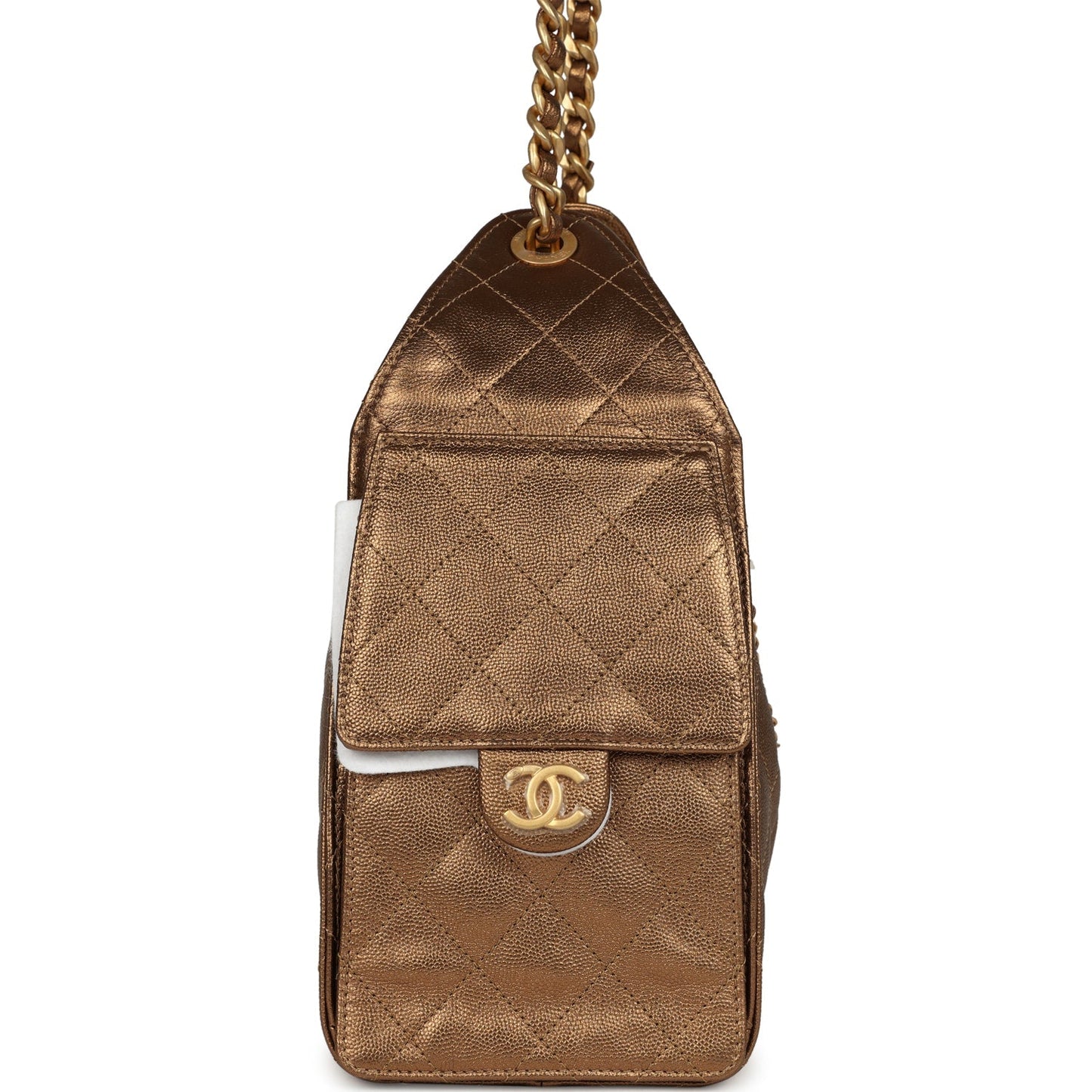 Chanel Small 25 Hobo Bag Metallic Bronze Caviar Light Gold Hardware