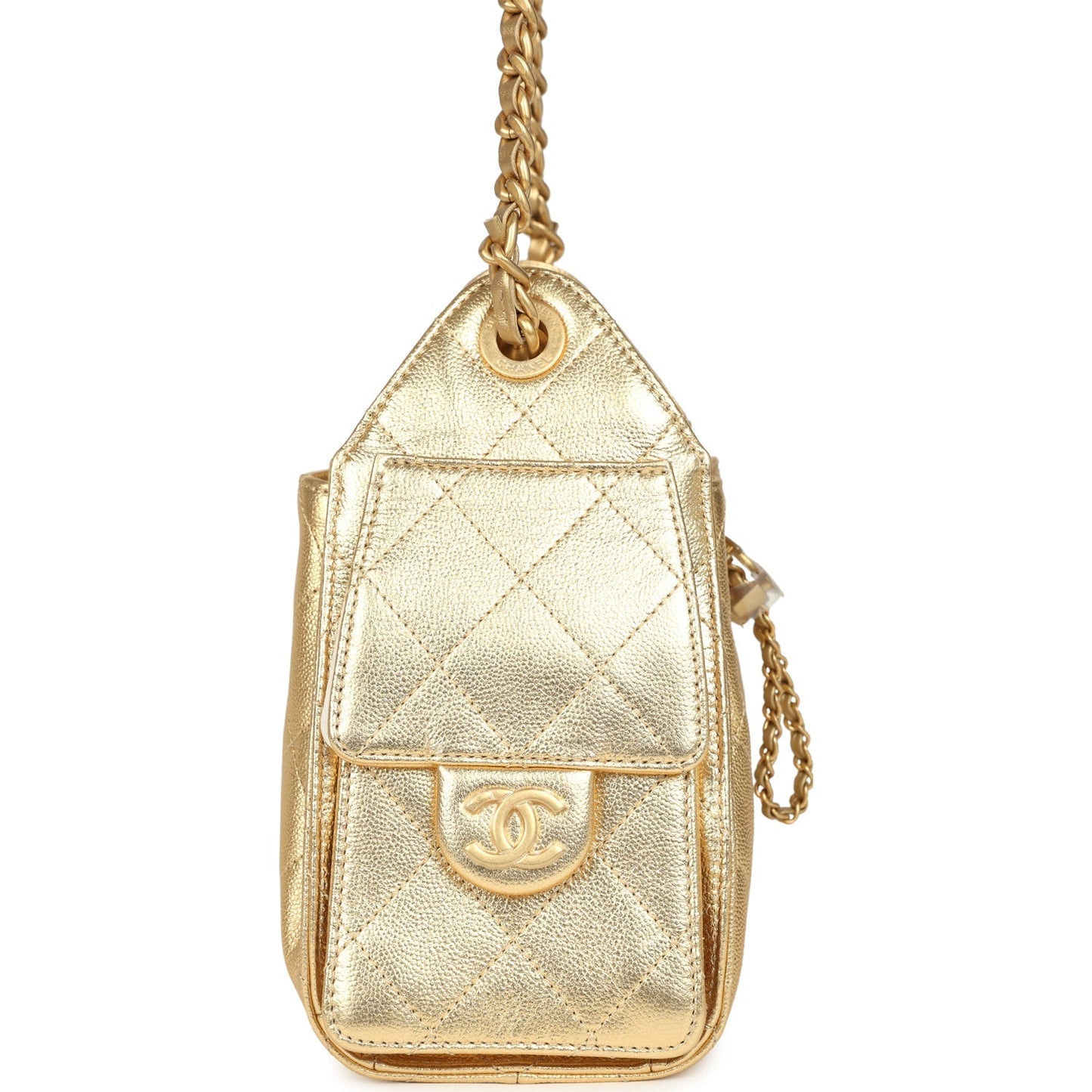 Chanel Mini 25 Hobo Bag Metallic Gold Caviar Caviar Antique Gold Hardware