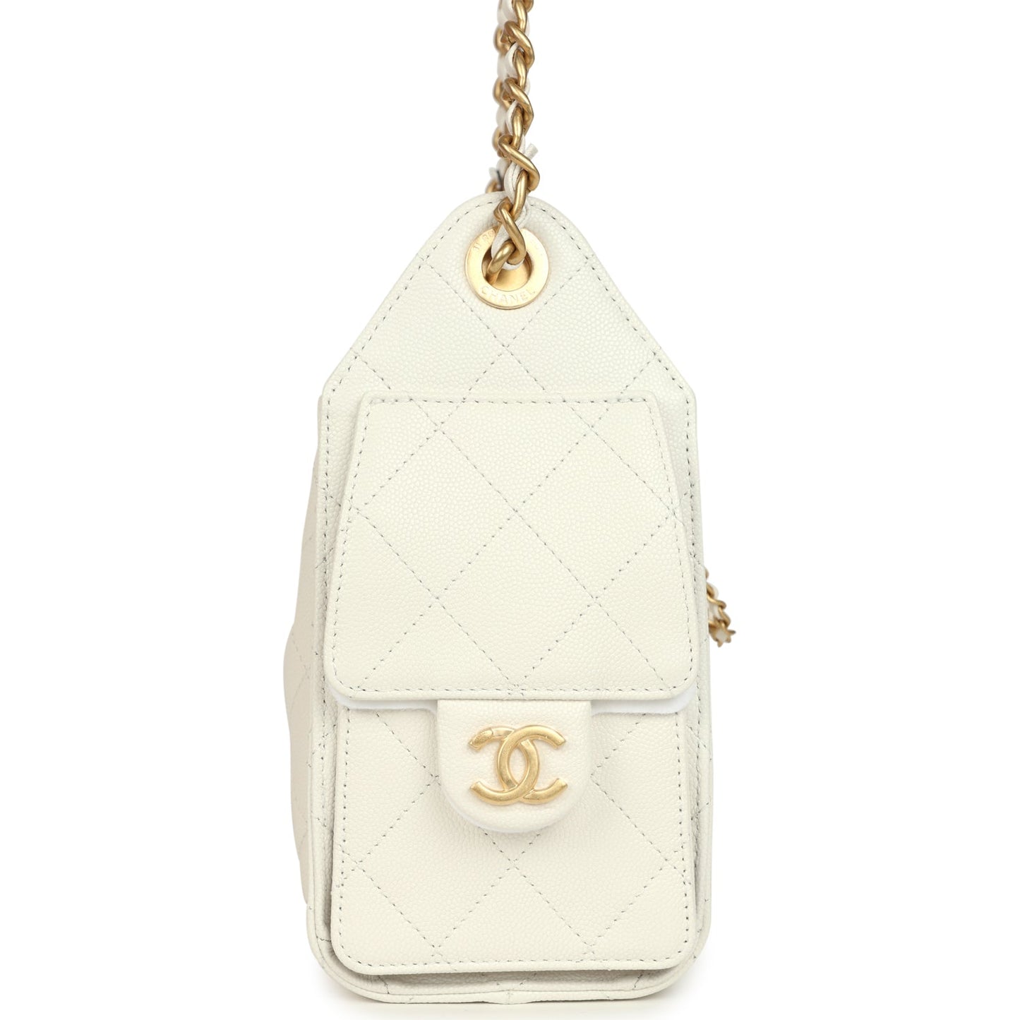 Chanel Mini 25 Hobo Bag White Caviar Antique Gold Hardware