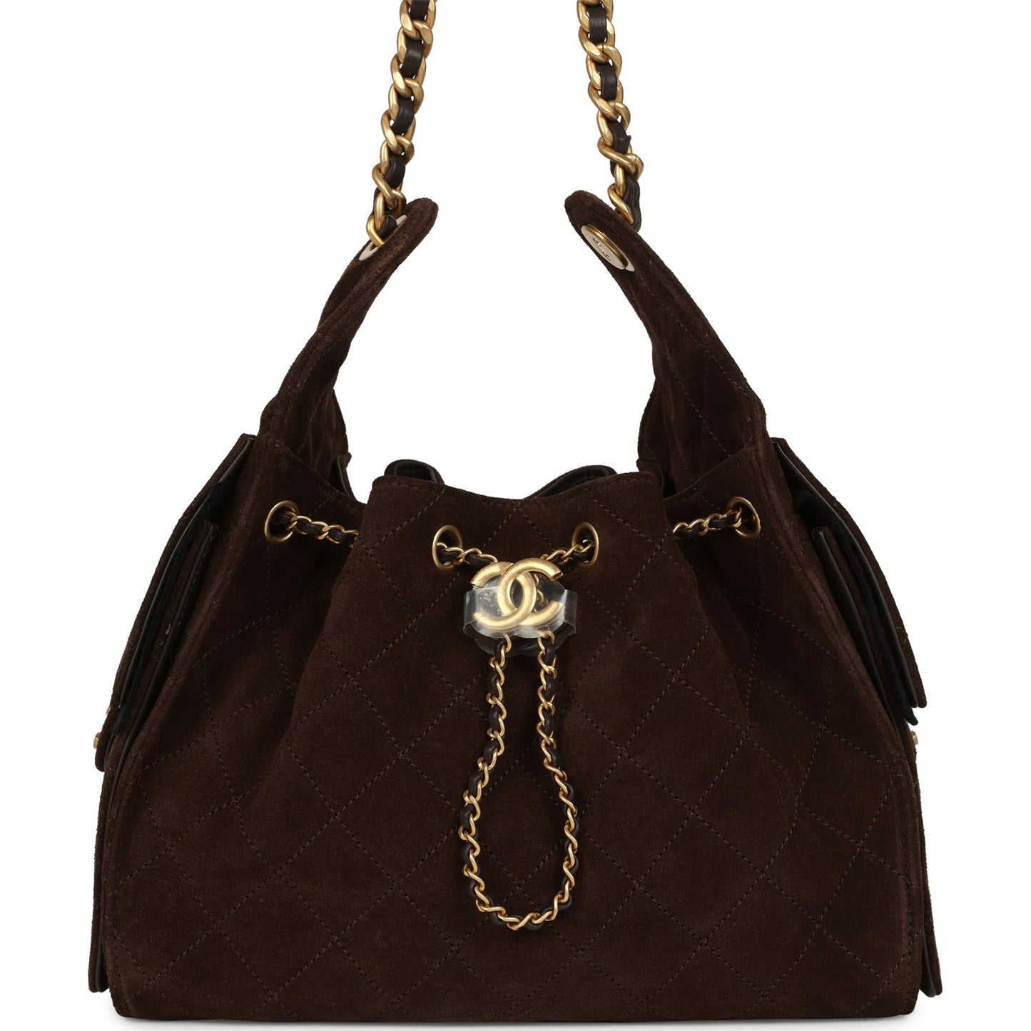 Chanel Small 25 Hobo Bag Dark Brown Suede Antique Gold Hardware