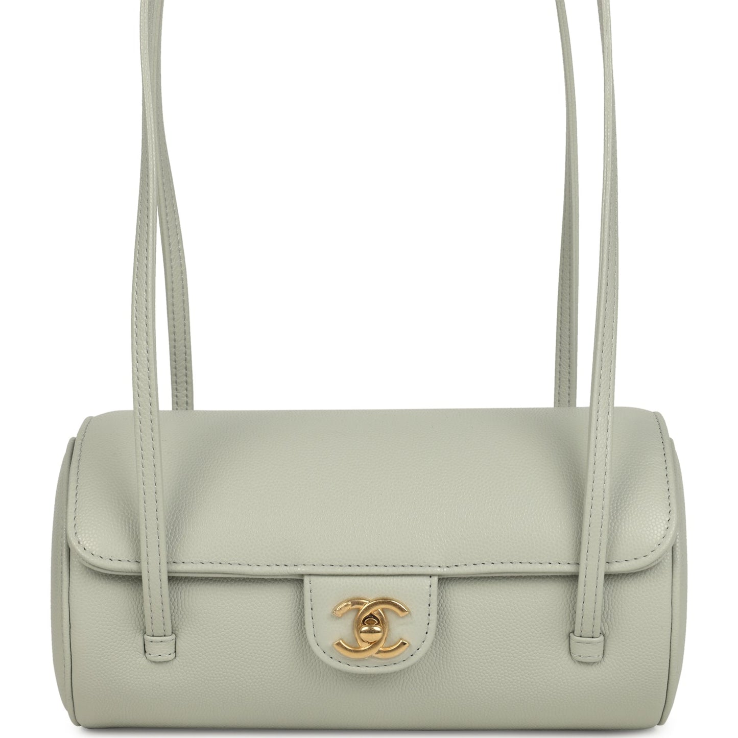 Chanel Preppy Coco Bowling Bag Light Green Shiny Caviar Brushed Gold Hardware