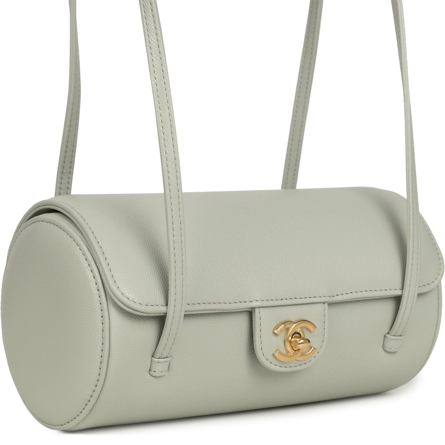 Chanel Preppy Coco Bowling Bag Light Green Shiny Caviar Brushed Gold Hardware