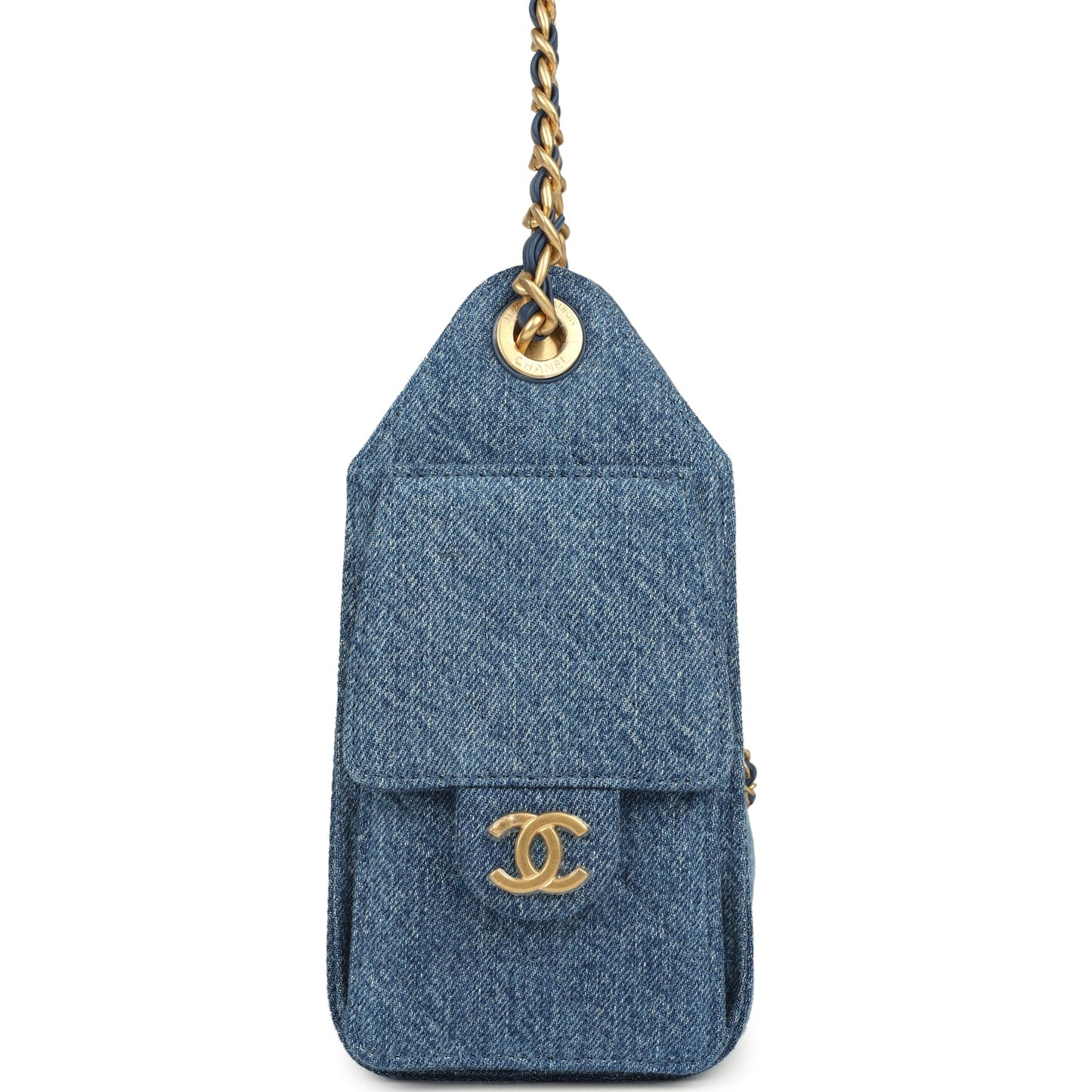 Chanel Mini 25 Hobo Bag Blue Washed Denim Antique Gold Hardware