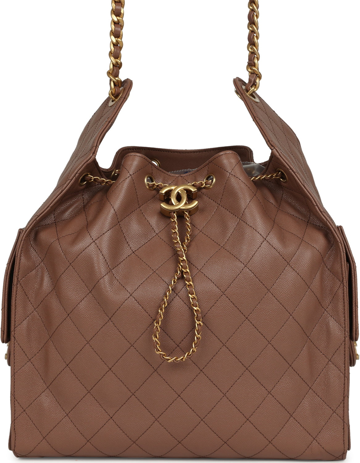 Chanel Medium 25 Hobo Bag Brown Caviar Antique Gold Hardware