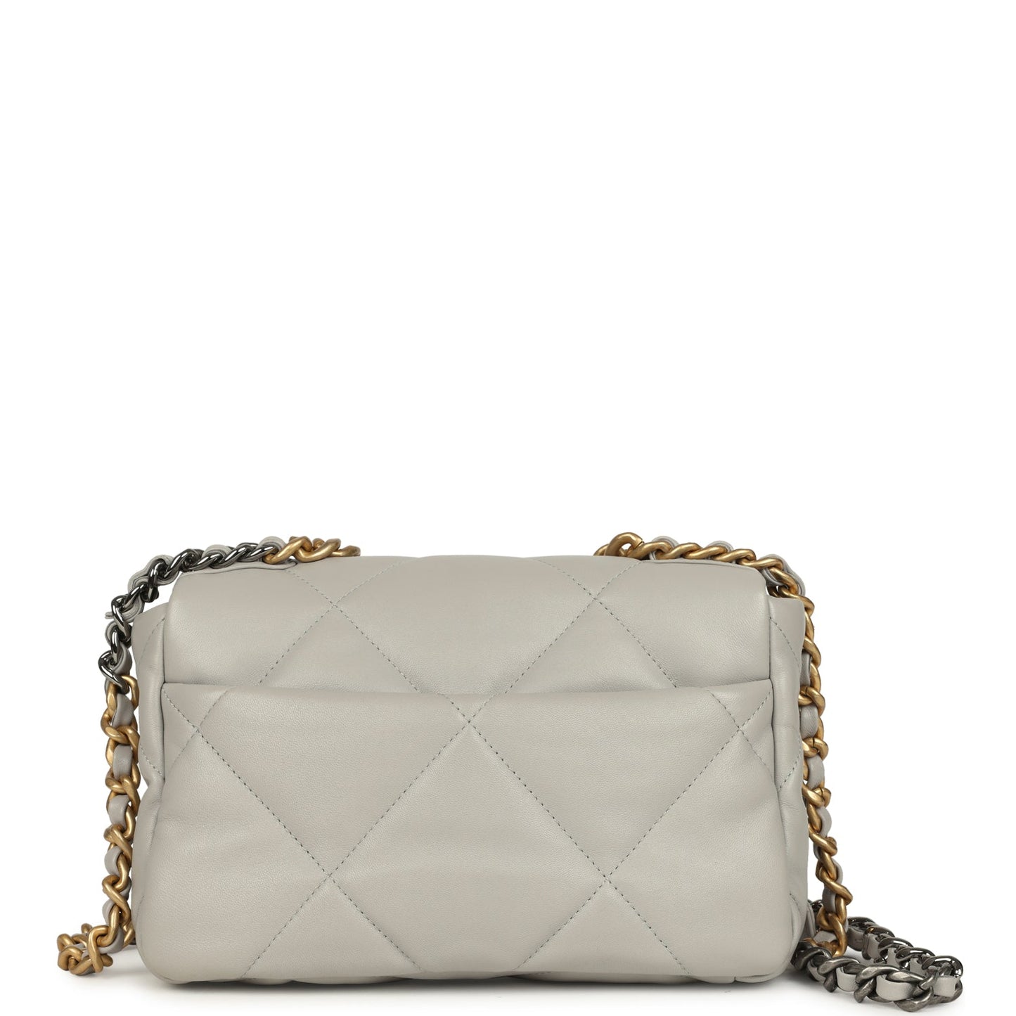 Pre-owned Chanel Medium 19 Flap Bag Grey Shiny Lambskin Mixed Metal Hardware