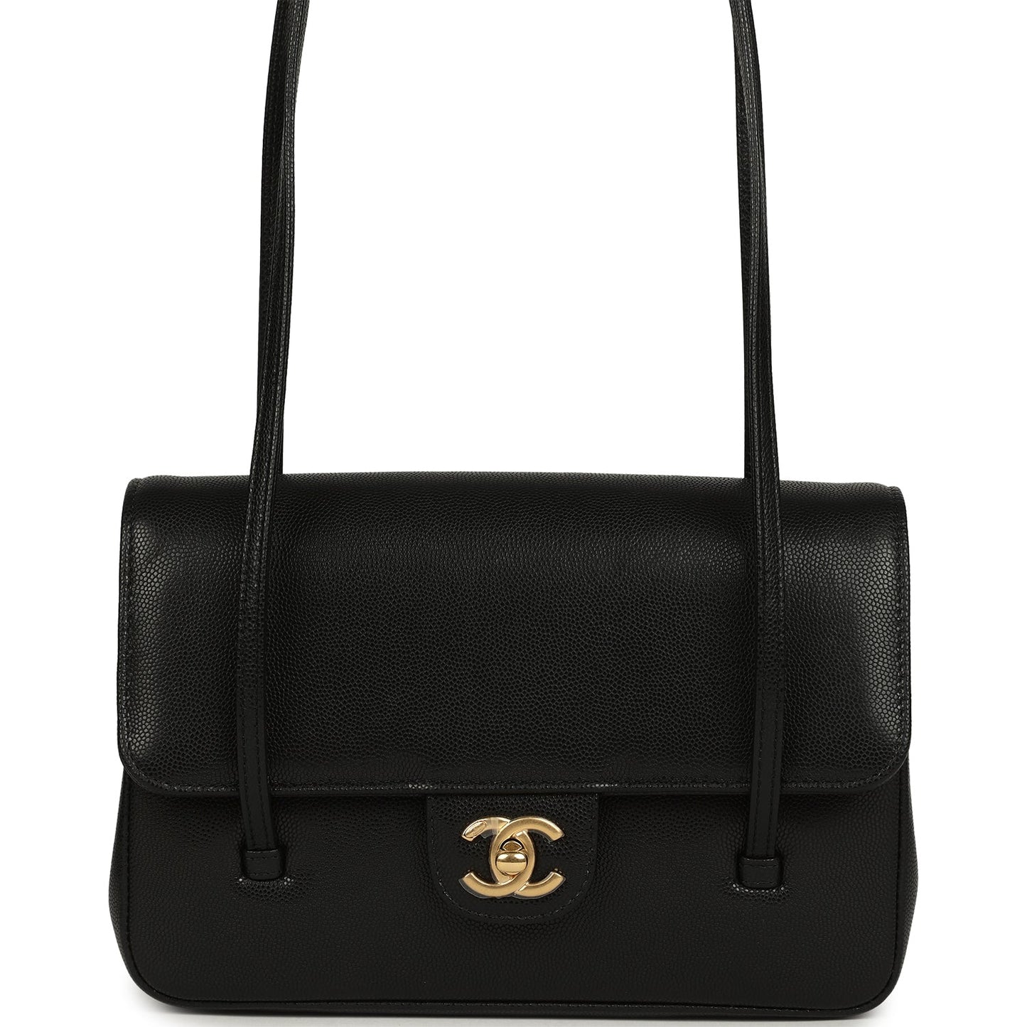 Chanel Small Preppy Coco Clutch with Straps Black Shiny Caviar Brushed Gold Hardware