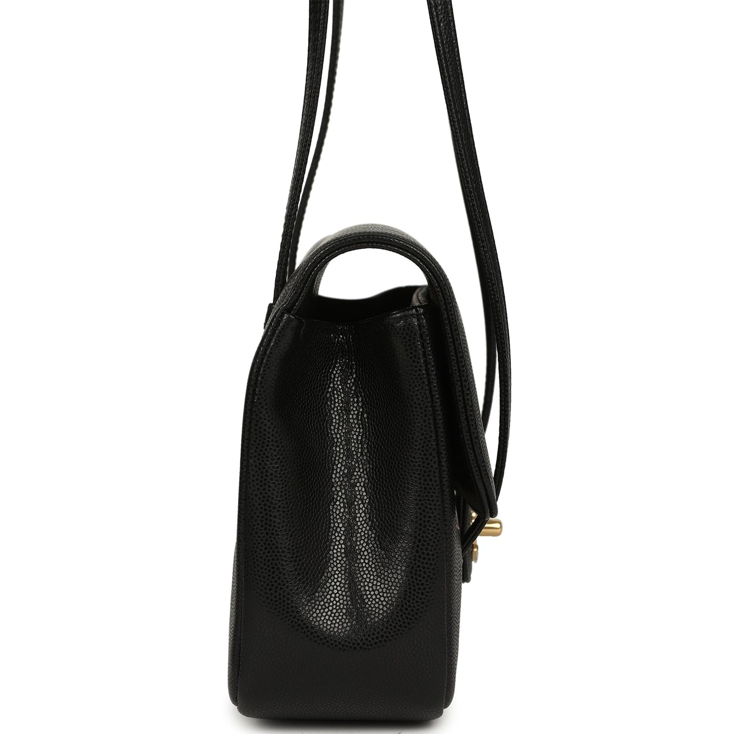 Chanel Small Preppy Coco Clutch with Straps Black Shiny Caviar Brushed Gold Hardware