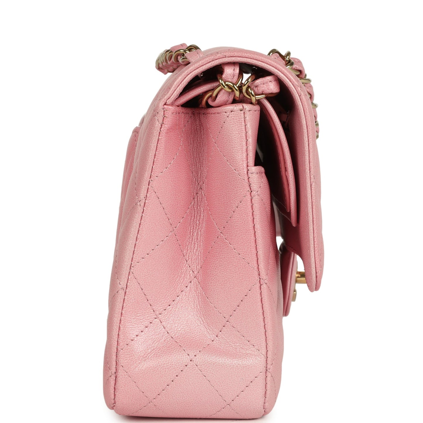 Pre-owned Chanel Medium Classic Double Flap Bag Pink Iridescent Ombre Goatskin Light Gold Hardware
