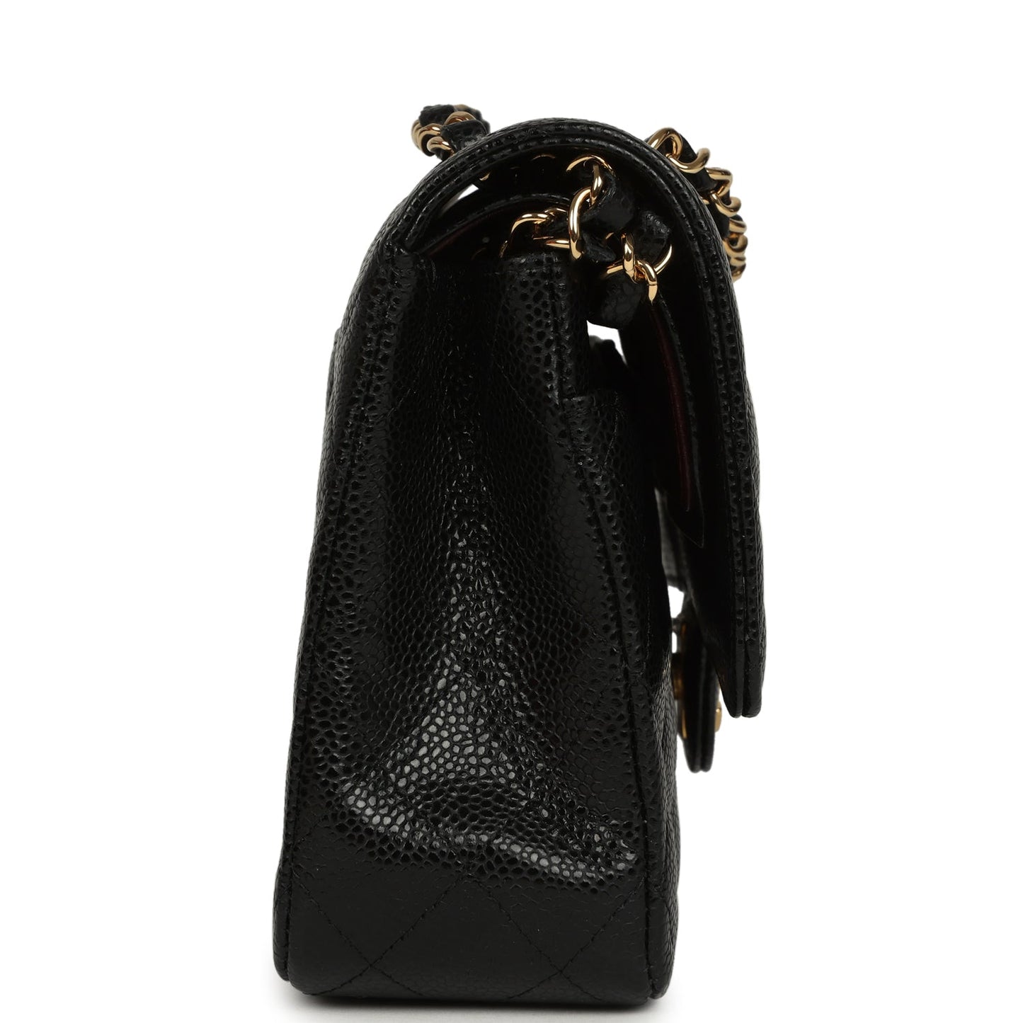 Pre-owned Chanel Medium Classic Double Flap Black Caviar Gold Hardware
