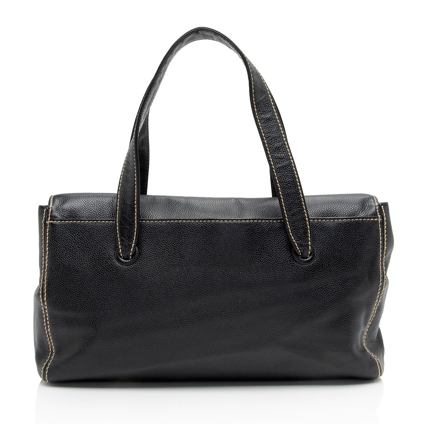 Chanel Caviar Leather Stitched CC Flap Satchel (SHF-ewpcah)