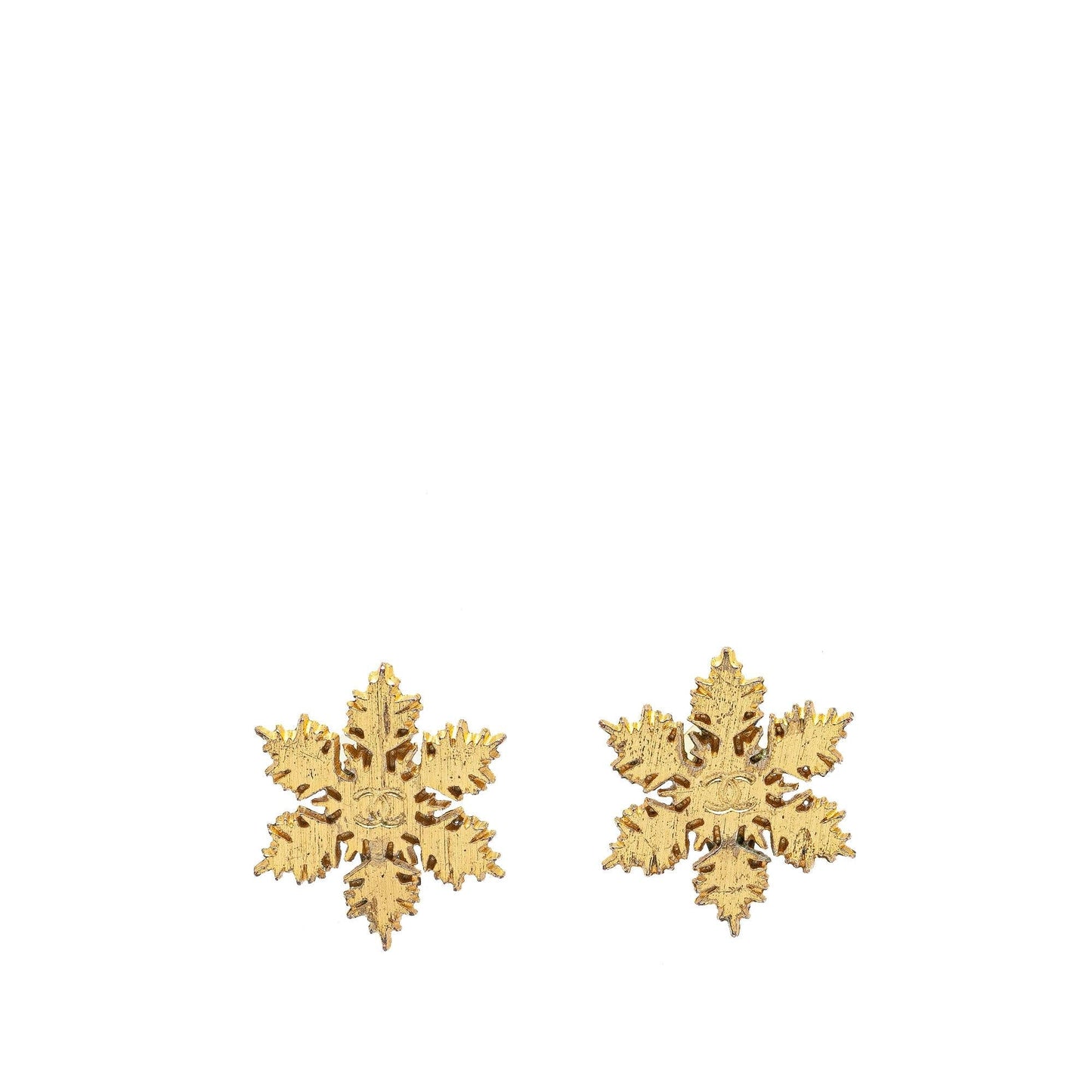 Chanel Gold Plated CC Snowflake Clip On Earrings (SHG-U8zrzv)